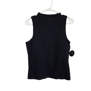 Klassy Network Black Sleeveless Knit Rib Mock Neck Tank Top Brami Shirt Size XL